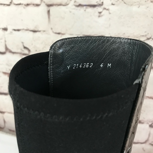 STUART WEITZMAN Croc Embossed 50/50 Ltd Edition Black Patent Leather Heel Boot 4 - Picture 11 of 16
